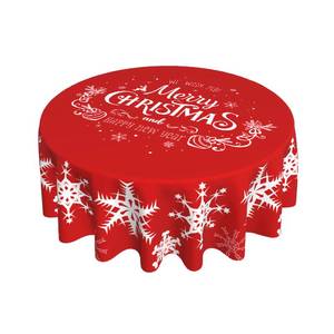 lot 6143 image: Merry Christmas Tablecloth Round 60 Inch Snowflake Tablecloth Waterproof Polyester Washable Table Cover with Winter Snowflake Pattern Table Cloth for Kitchen Dining Room Christmas Party Picnic Patio