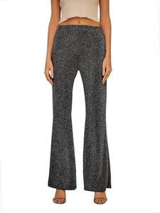 lot 6163 image: GUOLEZEEV Silver Bottoms 70s Pants for Women Concert Pants Sparkly Bell Bottoms M