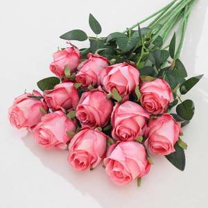 lot 6176 image: LILUYTO 12Pcs Realistic Fake Dark Pink Roses Faux Flowers with Long Stems, Artificial Silk Rose Flowers for Valentines Day Home Wedding Decor Bridal Bouquet