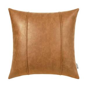 lot 6177 image: BRAWARM Tan Leather Throw Pillow Covers 16 X 16 Inches - Faux Leather Pillow Cover with Piping, Hand Stitched Faux Leather Throw Pillow for Couch Sofa Bed Living Room Home Decorative