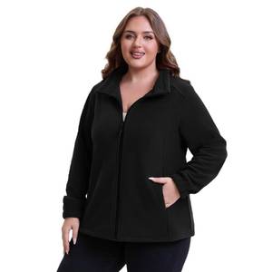 lot 6184 image: HHE Women Plus Size Fleece Jacket Zip Up Lightweight Soft Polar Fleece Jacket (Black, 4X) size 4XL