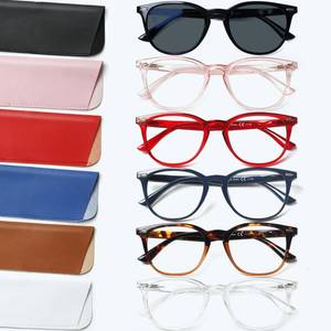 lot 6190 image: Henotin 6 Pack Reading Glasses for Women Men Blue Light Blocking Stylish Computer Readers with Leather Case (multicolor-4, 1.0, x)