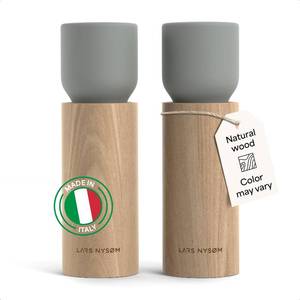 lot 6202 image: LARS NYSM Wooden Salt and Pepper Grinder Set Manual - Salt and Pepper Mills with Adjustable Ceramic Grinder - Elegant Beechwood Pepper and Salt Mill Set for Dining Table (Ash Gray)