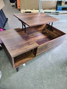 lot 9269 image: Lift-Top Coffee Table with Storage Compartment missing 2 legs 39 38 x 19 34