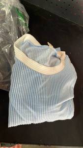 lot 10353 image: Blue and White Striped Ribbed Knit Sweater
