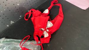 lot 10358 image: Red and White Two-Piece Swimsuit with Straps Bakini