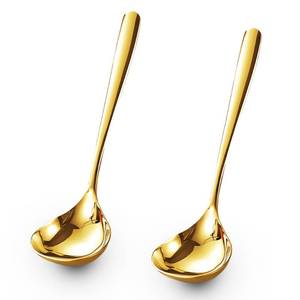 lot 10364 image: Comicfs 2 Pack Gold Gravy Ladle, SUS 304 Stainless Steel Soup Ladle, Small Soup Ladle, Sauce Ladles, Small Serving Ladles for Stirring, Mirror finished Soup Spoon and Dishwasher Safe 8-Inch (Gold)