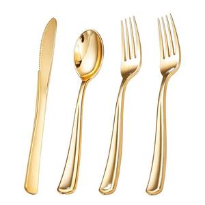 lot 11808 image: Liacere 200Pcs Gold Plastic Silverware-Gold Plastic Cutlery - Disposable Silverware include 100 Forks 50 Spoons 50 Knives Perfect for Parties and Weddings and Restaurants andEvents
