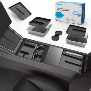 lot 11832 image: SUMK 9PCS Center Console Organizer Tray for Tesla Model 3 Accessories 2024 2025 2026 Premium PC  Silent Silicone Liner Bottom Liners Armrest Privacy Hidden Storage Cup Holder Wireless Charging Pad