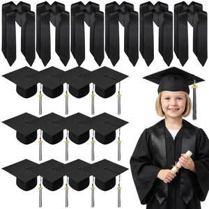 lot 11834 image: Breathffy 12 Pcs24 Pcs Child Size Preschool Graduation Cap and Stole Set Unisex Kindergarten Hats Sash Bulk with Metal 2026 Tassel(Black,24 Pcs)