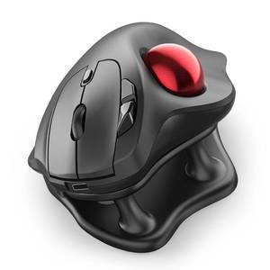 lot 12266 image: Nulea M511 Wireless Trackball Mouse, Rechargeable Ergonomic Thumb-Control Mouse with Tilt Stand, Smooth and Precision Tracking, 3 Device Connection (Bluetooth or USB Receiver), for PCMacLaptop-Red