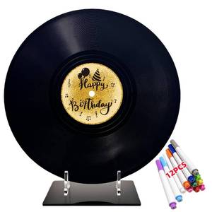 lot 12270 image: ReeGii Vinyl Record Guest Book for Birthday Decorations - Large 11.6inx11.6in Birthday Party Sign Poster with 12 Pens,Unique Keepsake Gift for Friends and Family (Happy Birthday, Happy Birthday - 01, 11.6inW x 11.6inL)