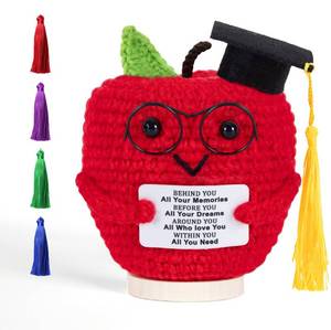lot 12317 image: 2026 Graduation Gifts Apple Emotional Support Crochet with 5 Replaceable Tassels Positive Inspiration Handmade Crochet Graduate Gift for Him Her Congrats Class High School College DIY Graduation Gift