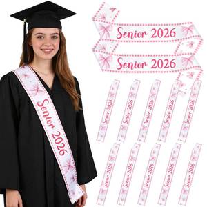 lot 12318 image: Jeere 12 Pcs Pink Bow Senior 2026 Sashes Pink Graduation Satin Sashes Class of 2026 Senior Stole Congrats Grad Party Decor for Women Cheerleading College High School Night Graduation Party Favor(Set Of 2)