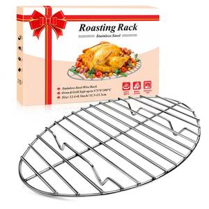 lot 12329 image: DePango Oval Turkey Roasting Rack,12 Inch Stainless Steel Rack for Thanksgiving Christmas Gifts, Non-Stick Wire Rack Safe for Thanksgiving Turkey, Roasting and Cooling