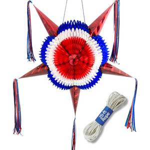lot 12353 image: American Flag Pinata � Large 32in USA Red, White, and Blue Piata with 25-ft Rope � Patriotic Piata, 4th of July Pinata, America 250 Decorations � TexMex Fun Stuff