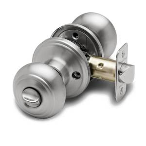 lot 12356 image: Copper Creek Colonial Privacy Interior Door Knob � ANSI Grade-3 Certified, Modern Heavy Duty Handle, Easy Install and Reversible for Bedroom, Bathroom and Closets � Satin Stainless (1 Pack)