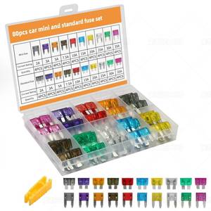 lot 12357 image: Liamner 80 PCS Car Fuses Assortment Kit, Standard and Mini Fuse (2A3A5A7.5A10A15A20A25A30A35A), Blade Fuses Automotive for Car, RV, Truck, Marine, Motorcycle