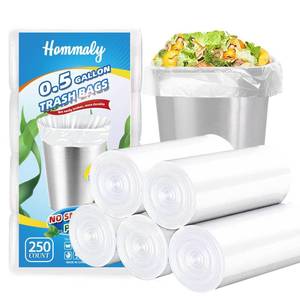 lot 12358 image: 0.5 Gallon 250 pcs Mini Clear Trash Bags, Tiny Strong Garbage Bags,Small Plastic Bags for Desktop Trash Bin, Tiny Bathroom Trash Can Bin Liners,Mini Bags for Waste Basket Liner,Fit 2 Liters-Clear