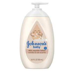 lot 12360 image: Johnsonfts Skin Nourishing Baby Lotion, Vanilla and Oat Scents, Hypoallergenic Baby Body Lotion for 72 Hour Hydration Until Babyfts Next Bath Moisturizes and Protects from Dryness, 16.9 fl. oz