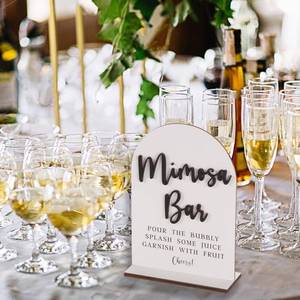 lot 12370 image: RANERVZ Mimosa Bar Sign for Bridal Shower Wedding Table Sign Rustic Mimosa Bar Supplies for Baby Shower Engagement Bachelorette Party Reception Decoration Event Party Table Supplies