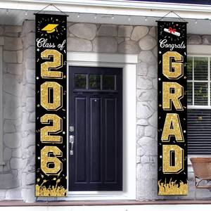 lot 12371 image: 2026 Graduation Decorations, Graduation Banner Class of 2026, Hanging CongratulationsCongrats Grad Banner for Door and Porch, Party Decor - Black