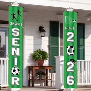 lot 12373 image: Mindsoft 2 Pcs Soccer Senior Night 2026 Graduation Decorations Soccer Senior Night Porch Door Banner 30 x 180 cm Class of 2026 Wall Sign Decorations for Graduation Party Supplies Indoor Outdoor Decor