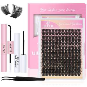 lot 12381 image: UILULU DIY Lash Clusters Kit 168 Individual Clusters False Eyelashes, Cluster Eye Lash Extensions Kit with Bond and Seal, Remover, Tweezers, Fake Eyelash D Curl-0.07-9-16MM(U02 Lash Kit)