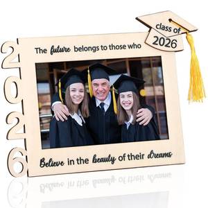 lot 14276 image: Yalikop 1 Pcs 2026 Graduation Tassel Photo Frame for 4 x 6 Inch Pictures, Wooden Inspirational Graduation Picture Frame Class of 2026 Shadow Box Graduate Gift for Friend Party Decoration (Classic)