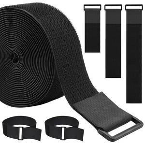lot 14301 image: WSZJINB 2In x 32Ft Cable Straps Heavy Duty With 30 Buckles, Black Hook and Loop Straps, Reusable Cable Ties for Organizer or Storage.