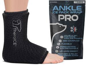 lot 14311 image: TheraICE Ankle Ice Pack Wrap for Swelling, Sprained Ankle Brace for Women Men, Cold Foot Heel Spur Support Compression Socks, Plantar Fasciitis Achilles Tendonitis Pain Relief FocusZone Extra Cooling