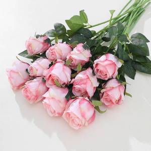 lot 14347 image: LILUYTO 12Pcs Realistic Fake Light Pink Roses Faux Flowers with Long Stems, Artificial Silk Rose Flowers for Valentines Day Home Wedding Decor Bridal Bouquet
