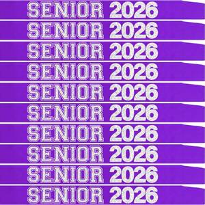 lot 14349 image: 10Pcs Senior 2026 Sash Purple Satin with Silver Glitter Letters Class of 2026 Sashes for Graduation Party Cheerleader Competition Sashes