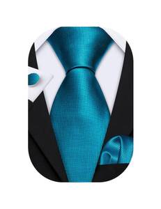lot 14362 image: Barry.Wang Plain Men Silk Ties Extra Long Stain Necktie for Wedding Business Handkerchief Cufflinks Set Solid Colors