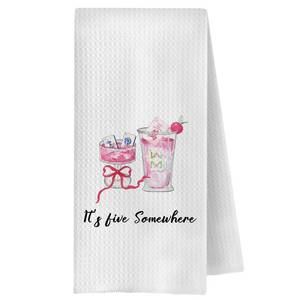 lot 14376 image: ChenCraty Mahjong Cocktail Kitchen Towels, Gifts for Mahjong Players Lovers Dish Tea Towel for Kitchen Bar Cart Decor, Cocktail Lover Gifts for Women Decorative Hand Towels, 16x24 Inches