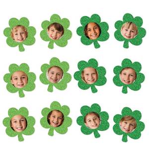 lot 14386 image: 50Pcs St. Patrickfts Day Glitter Paper Cutouts St. Patrickfts Bulletin Board Decoration Shamrock DIY Photo Craft Cutout Lucky Clover Classroom Supplies for Irish March Party School Chalkboard Wall Decor