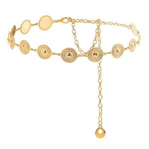 lot 14390 image: Metal Waist Chain Link Belt Western Cowgirl Belly Chains for Women, Gold Body Chain for Dress Jeans, Belly Chains, Waist Jewelry for Women
