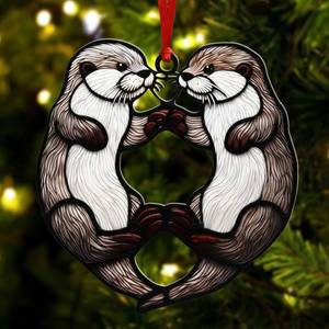 lot 14391 image: Otter Ornaments for Christmas Tree 2025, Otter Christmas Ornament, 2D Flat Wooden Otter Christmas Decor, Otter Gifts for Couple, Kids, Women, Men, Holiday Keepsake