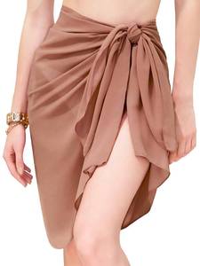 lot 14397 image: LUTICKAS Sarong Wraps for Women, Cover Up for Swimwear Bathing Suit Swim Skirt Swimsuit Coverup Shorts Beach Vacation Clothes Coffee