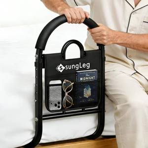 lot 19546 image: Sungleg Bed Rails for Elderly Adults Safety - Adjustable Bed Assist Rail with Non-Slip Handle and Storage Pocket, 350LBS, Tool-Free, ASTM Compliant, Bed Cane for Seniors Fits KingQueenFullTwin Beds
