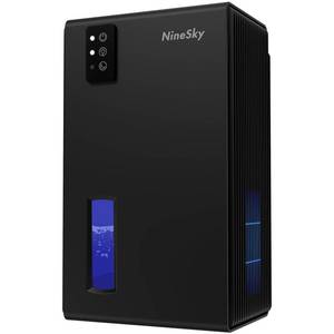 lot 19553 image: NineSky Dehumidifiers for Home, 1000 Sq.Ft Dehumidifier with 95oz Water Tank, Quiet Dehumidifier for Basement Bathroom Bedroom with 7-Color Ambient Light and Auto Shut Off, Black