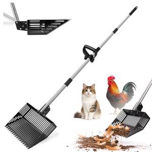 lot 19555 image: GIFANK Chicken Poop Scooper,10-INCH Adjustable Angle Chicken Coop Scoop,3-in-1 Sand Rake with Stainless Steel Handle(36in-63in),Chicken Coop Litter Scoop Sand Sifting Shovel Pooper Scooper
