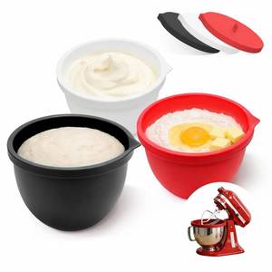 lot 19559 image: Silicone Liners Compatible with KitchenAid 5 Qt Tilt-Head Stand Mixer (Only), Odourless, Thicker, ColdHeat-Resistant and Non-Stick, Easy Clean, Fits 5 Quart Mixing Bowl, Set of 3 with Lids
