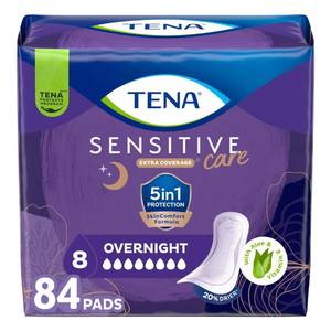 lot 19560 image: TENA Sensitive Care Incontinence Pads, Bladder Control and Postpartum for Women, Overnight Absorbency, Sensitive Care - 28 Count