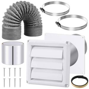 lot 19563 image: Glooglitter Dryer Vent Kit 4 Inch Dryer Ducting Tube Vent Hose Connector Wall Ducting Kit for Air Circulation (Gray)