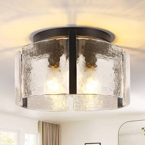 lot 19564 image: ZXFDWB 3-Light Black Drum Ceiling Light, Farmhouse Modern Semi Flush Mount Fixture with Glass Shade, for Kitchen Island, Entryway, Bedroom, Dining Room, Hallway, Laundry