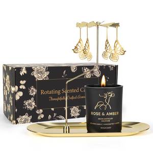 lot 19596 image: Totiro Butterfly Candle Gift for Women, Rotating Rose Scented Candles for Mom, Birthday Gift Carousel Candle Holder Set for Wife Friends Sister, Christmas Anniversary Valentine Motherfts Day Candles