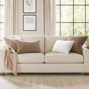 lot 19604 image: Topfinel Natural Contrast Color Boucle Pillow Cover Set of 4 Complete Sofa Layering Set Modern Farmhouse and Neutral Chair Sofa Couch Bedding Room Decor (12inx20inx2,18inx18in,20inx20in)