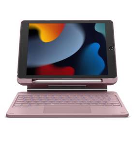 lot 19615 image: Dexnor for iPad 9th Generation Case with Keyboard Floating Cantilever Magnetic Stand Multi-Touch Trackpad Backlit Pencil Holder Magic Style Keyboard for iPad 9th8th7th Generation 10.2in, Peony Pink