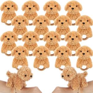 lot 19617 image: Ceenna 16 Pcs Puppy Dog Stuffed Animal Slap Bracelets for Kids, 8.66 Inch Party Favors Plush Slap Bracelets Bulk, Small Classroom Prizes Toy, Wristband for Goodie Bag Wedding Birthday Gift, Brown